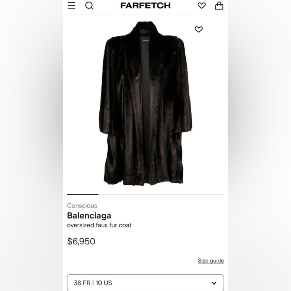COPY - Women’s Balenciaga oversized faux fur coat. Size 38. Brand new with tags.
